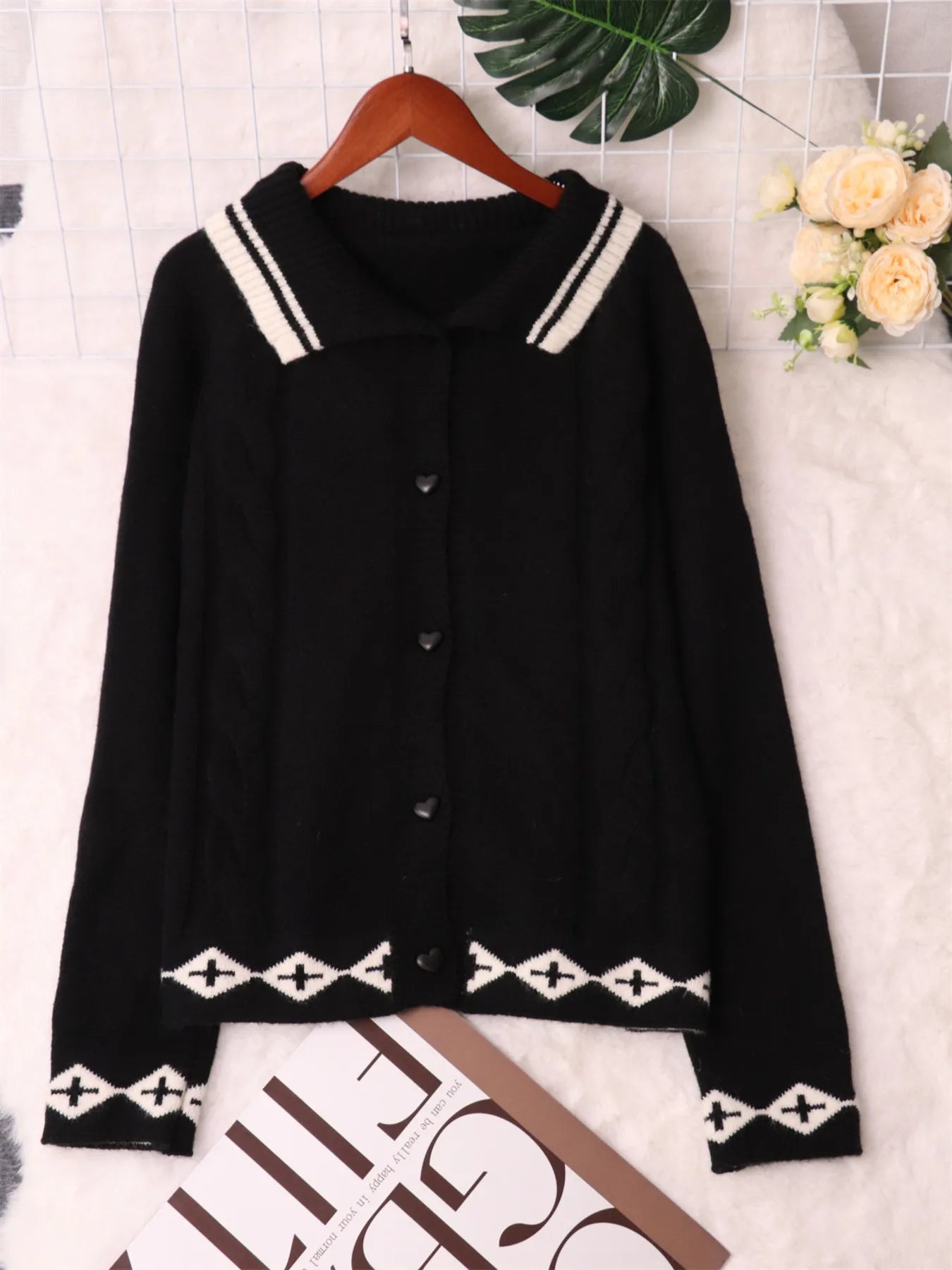 Heart Button Long Sleeve Cardigan 