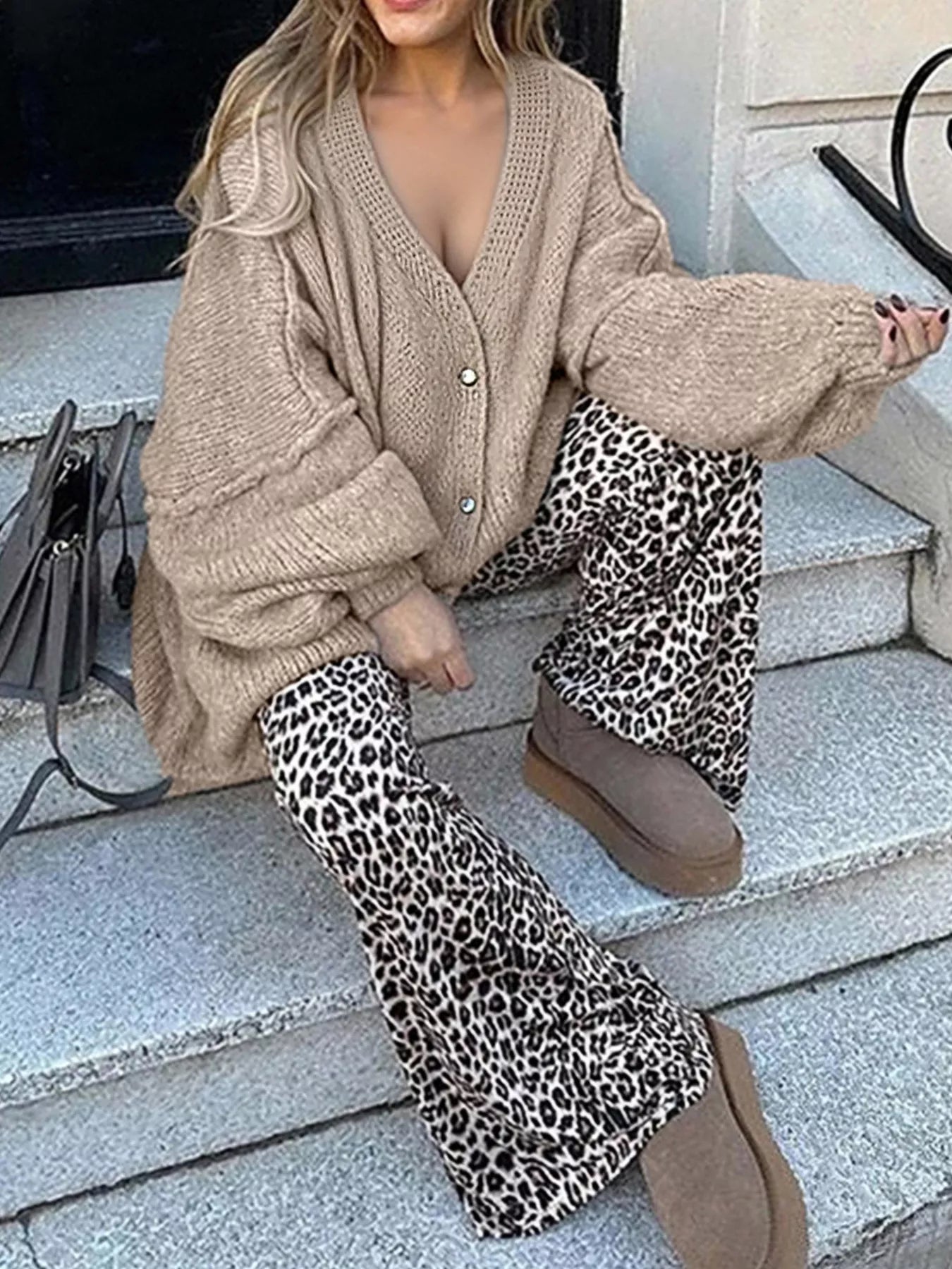 Oversized Knit Button Up Cardigan 