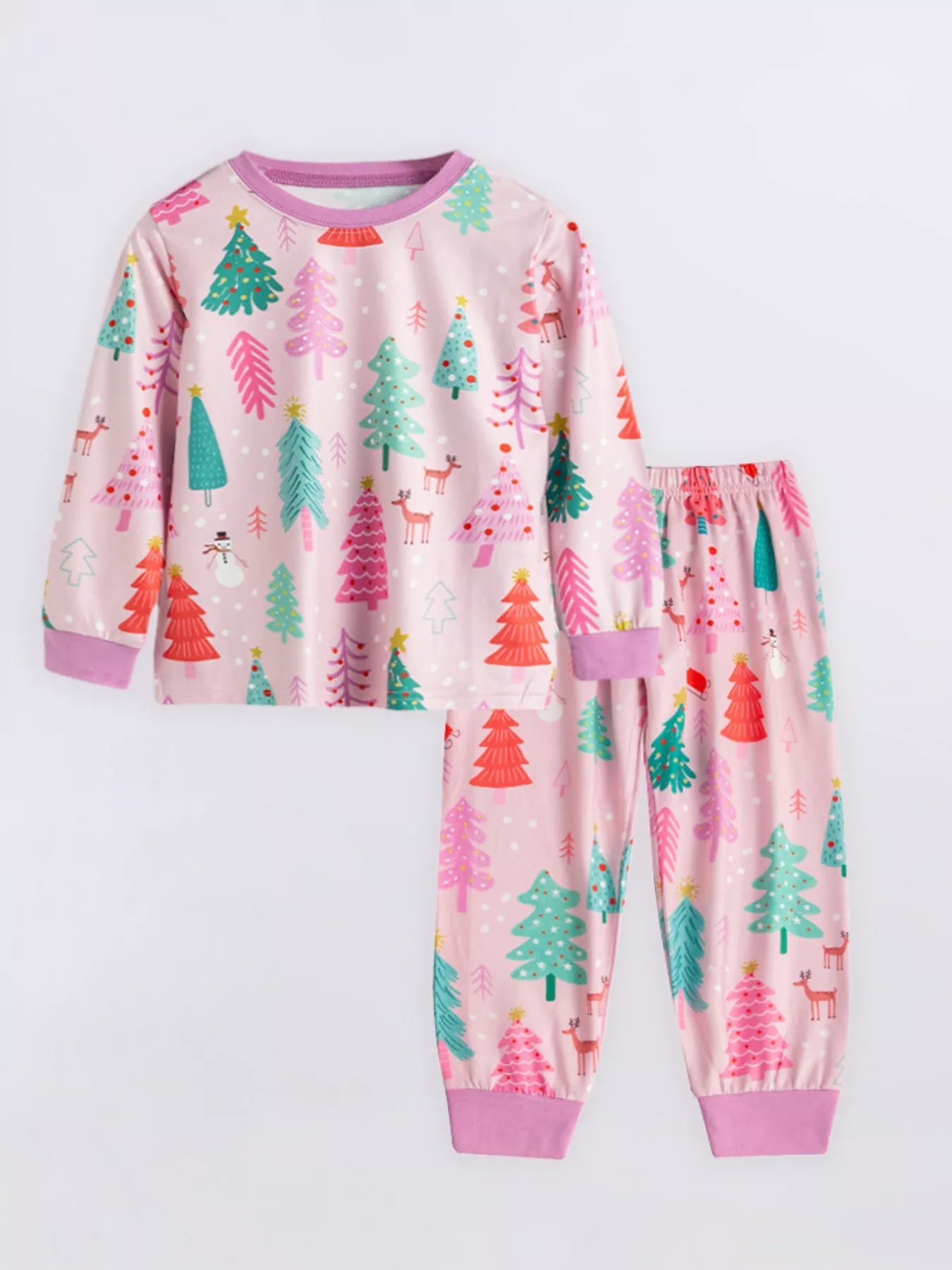 Children's Christmas Tree Print Pajama Set 