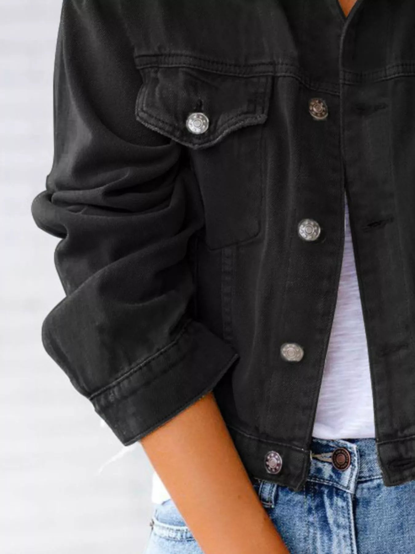 Button Up Long Sleeve Denim Jacket 