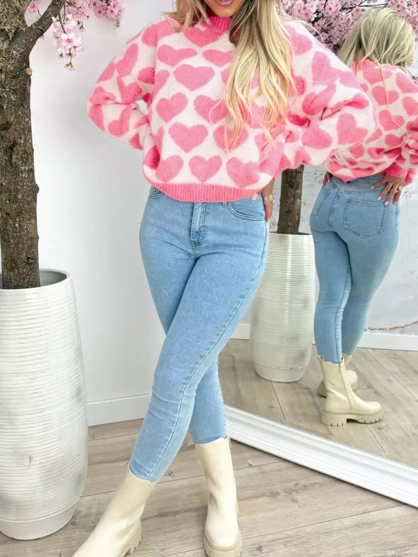 Valentine Heart Round Neck Sweater 