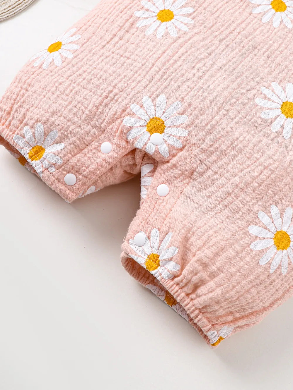 Children's Daisy Textured Wide Strap Romper and Hat Set 