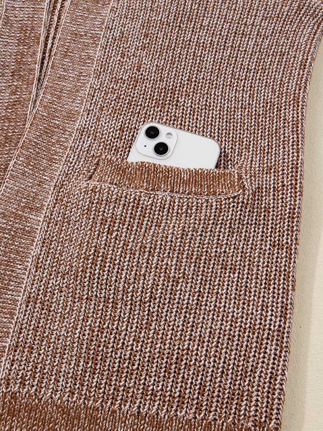 Open Front Dropped Shoulder Cardigan with Pockets 