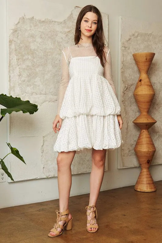Davi & Dani Checker Print Side Pockets Textured Mini Dress 