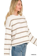 Zenana Wool Blend Striped Sweater 