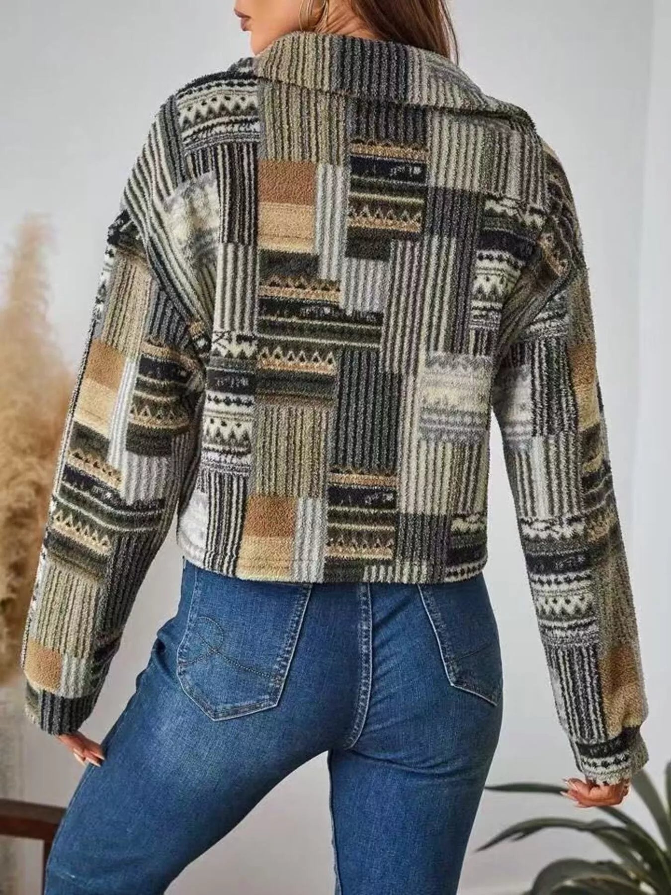 Button-Up Dropped Shoulder Jacket 