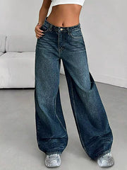 Vintage Wash Wide Leg Jeans 