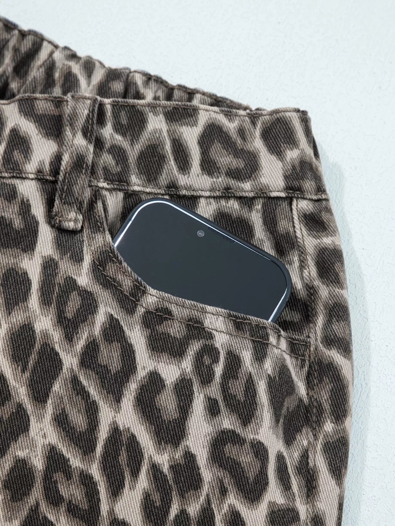 Leopard Straight Loose Leg Jeans 