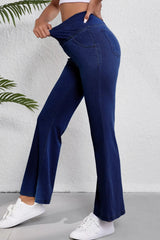 Asymmetric Waist Flare Jeans 
