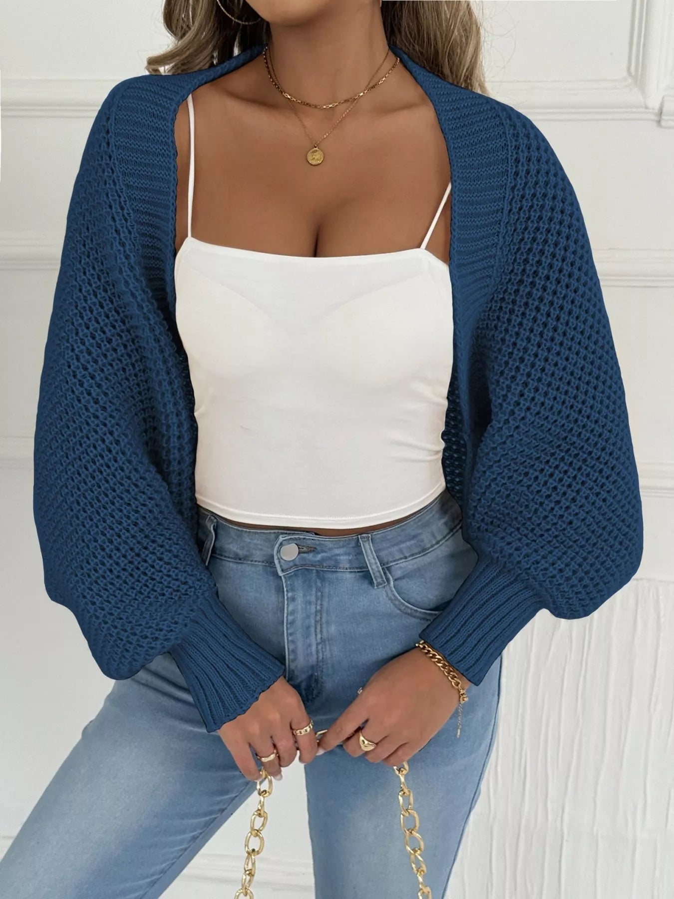 Open Front Batwing Sleeve Cardigan 