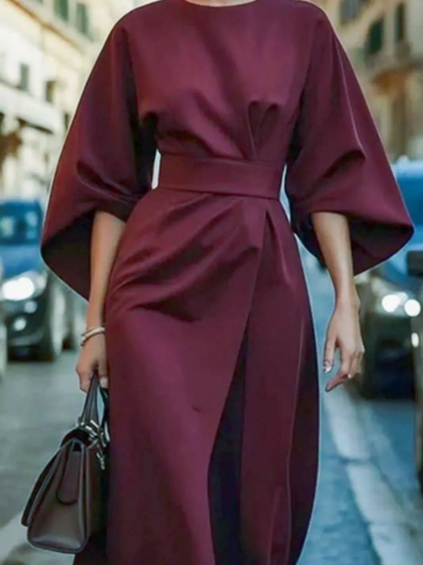 Round Neck 3/4 Sleeve Dress 
