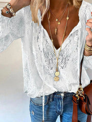 Lace Tie-Neck Blouse 