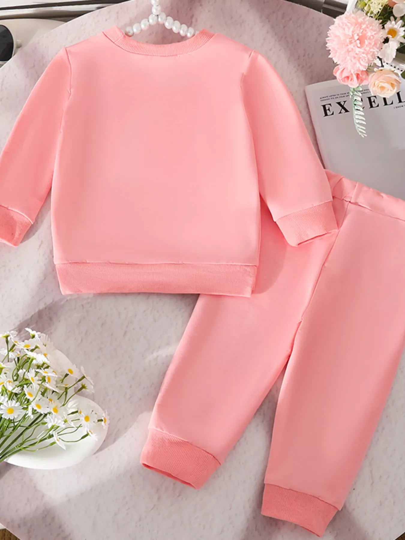 Children's Heart Round Neck Top and Pants Set 