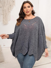 Plus Size Round Neck Batwing Sleeve Sweater 