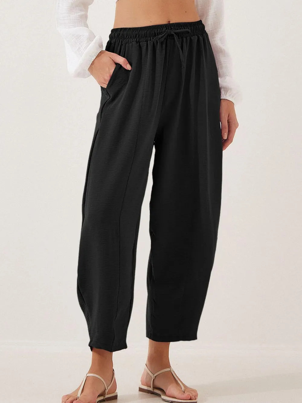 Full Size Drawstring Cropped Jogger Pants Plus Size 