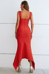 Ruched Sweetheart Neck Hem Detail Dress 
