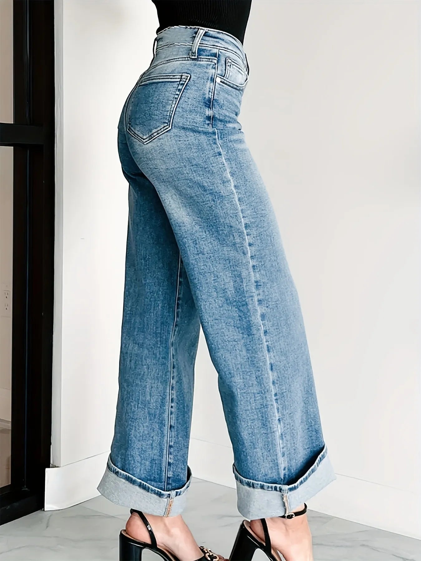 High-Waisted Wide Leg Jeans 