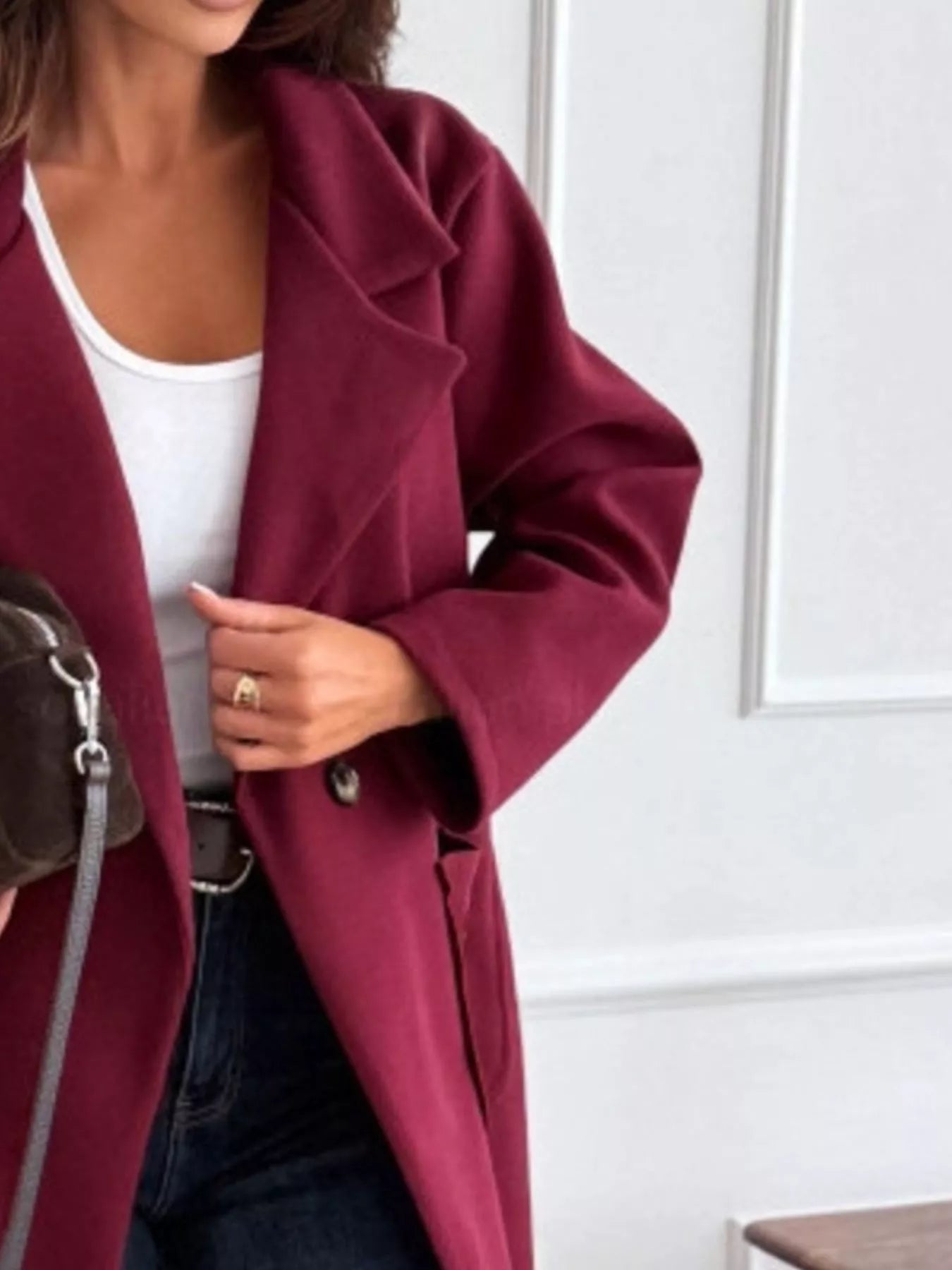 Long-Sleeve Single-Breasted Trench Coat 