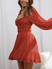 Ruffled Hem Balloon Sleeve Dress 