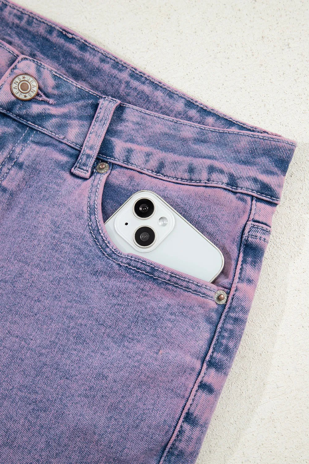 Washed Raw Hem Cropped Jeans 