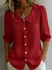 Full Size Peter Pan Collar Button-Down Shirt Plus Size 