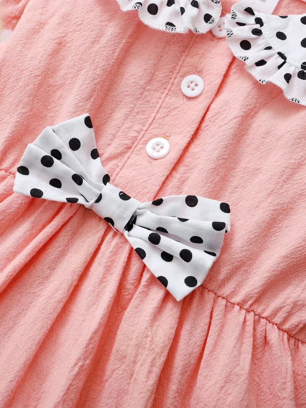 Children's Bow Peter Pan Collar Ruffle Sleeve Dress 