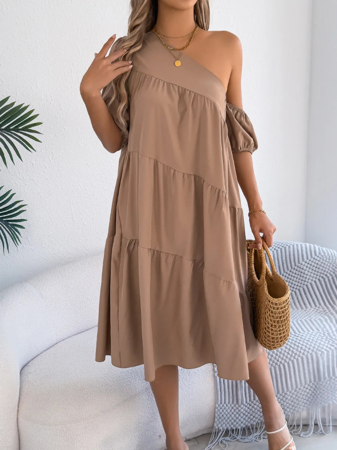 Single Shoulder Tiered Dress 