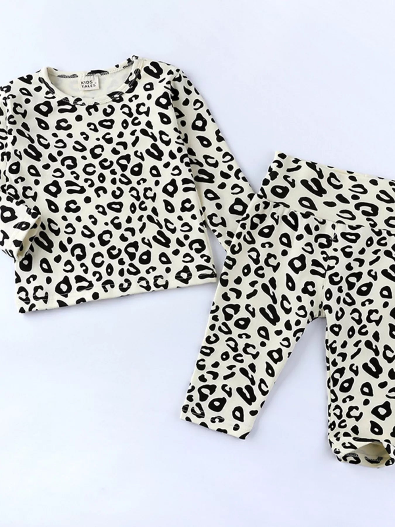 Children's Leopard Print Long Sleeve Top and Pants Set 