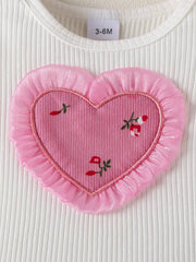 Children's Ruffled Bodysuit and Floral Pants Outfit Set with Headband 