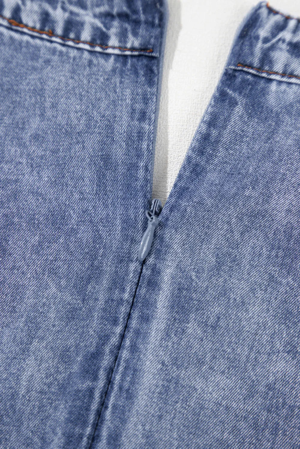 Tie V Neck Tucking Detail Short Sleeve Denim Dress 