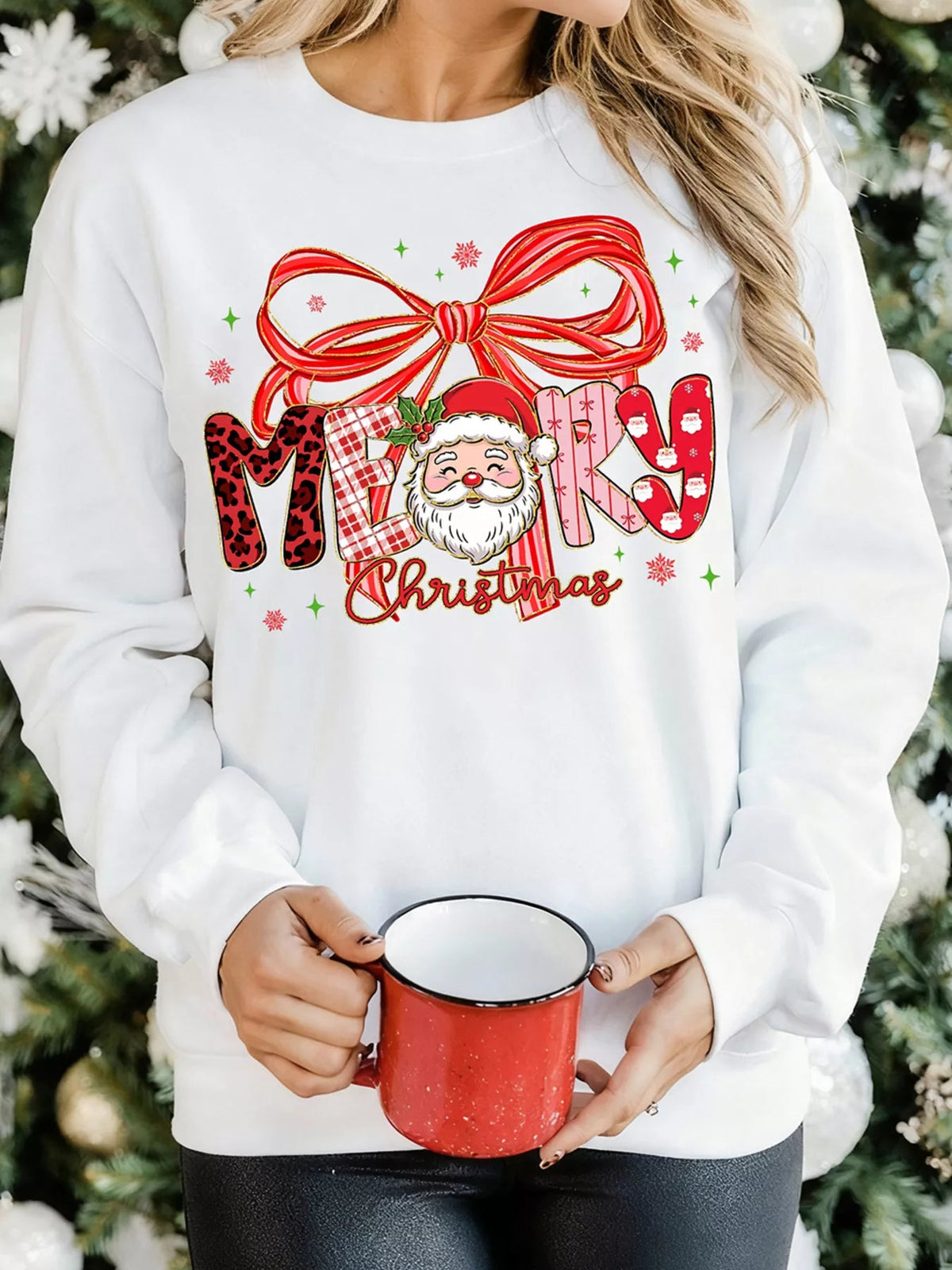 Merry Christmas Graphic Long Sleeve Sweatshirt 