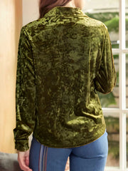 Velvet Button-Down Long Sleeve Shirt 