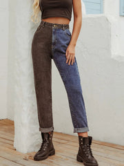 Two Tone Straight Leg Jeans 