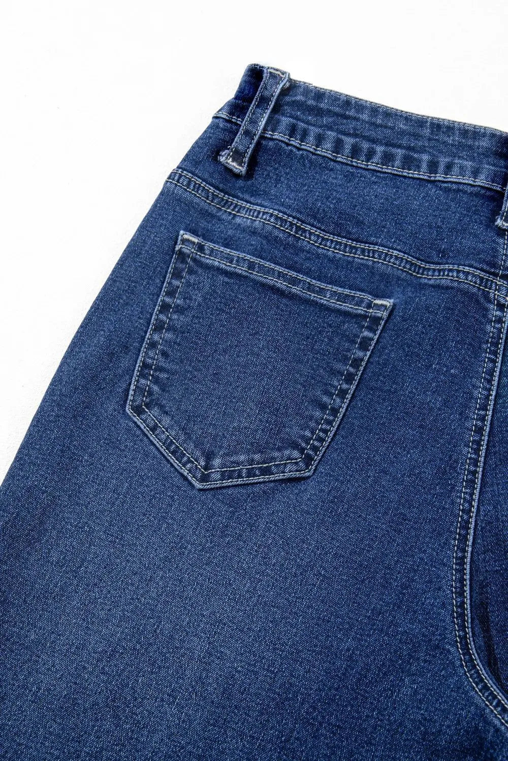 Front Pocket Patch High Waisted Wide Leg Jeans 