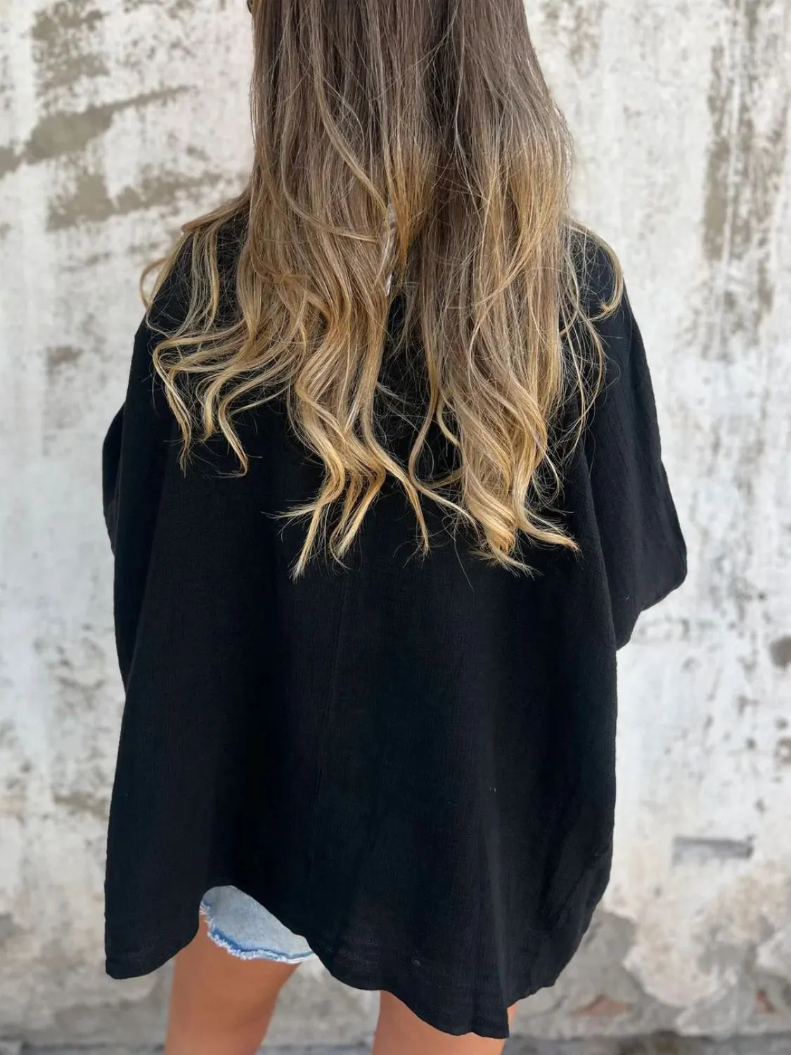 Full Size One Button Long Sleeve Shirt Plus Size 