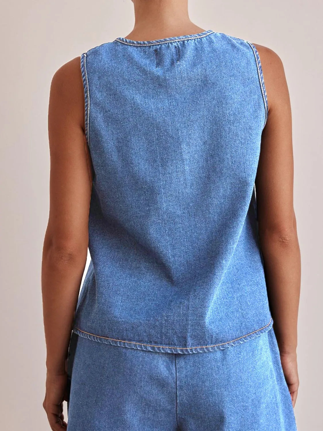 Tie Front Denim Vest 
