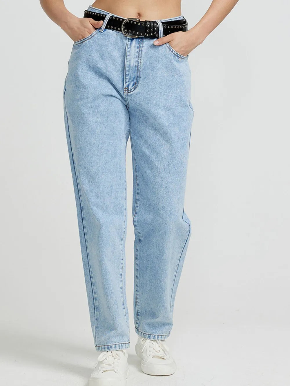 Pocketed Straight Leg Jeans 