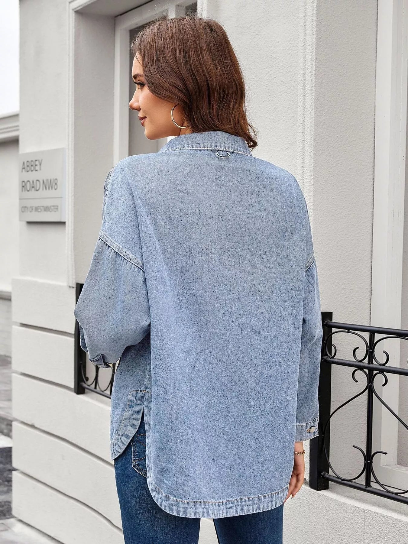 Vintage Wash Button-Down Denim Jacket 