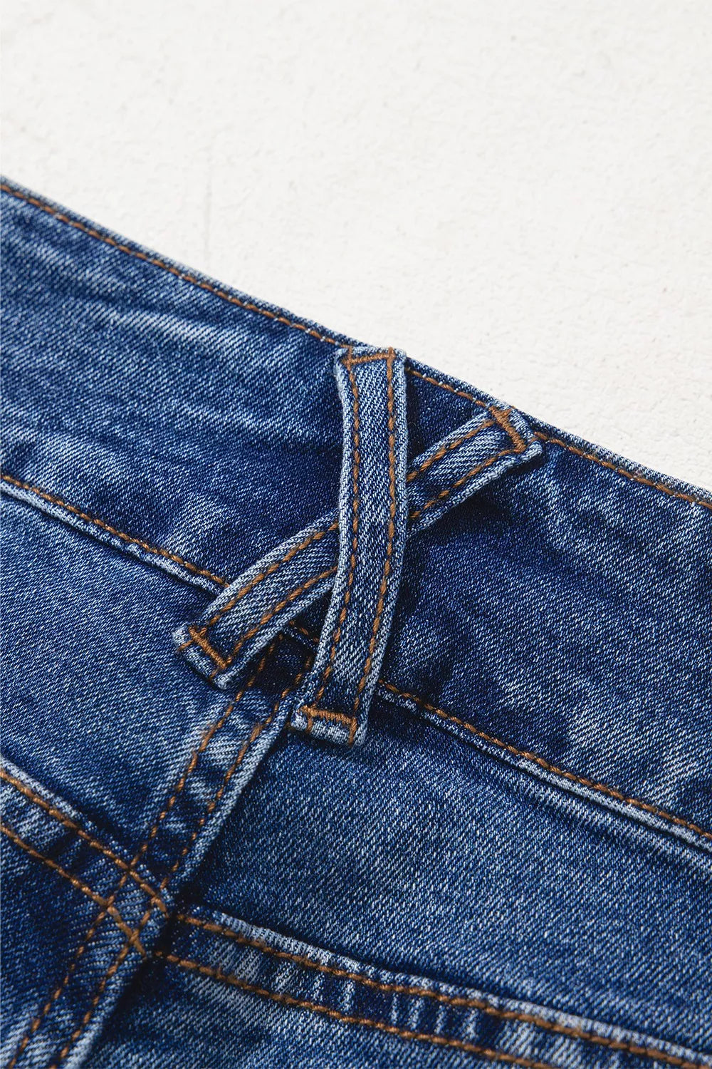 Double Button Zip Fly Straight Leg Jeans 