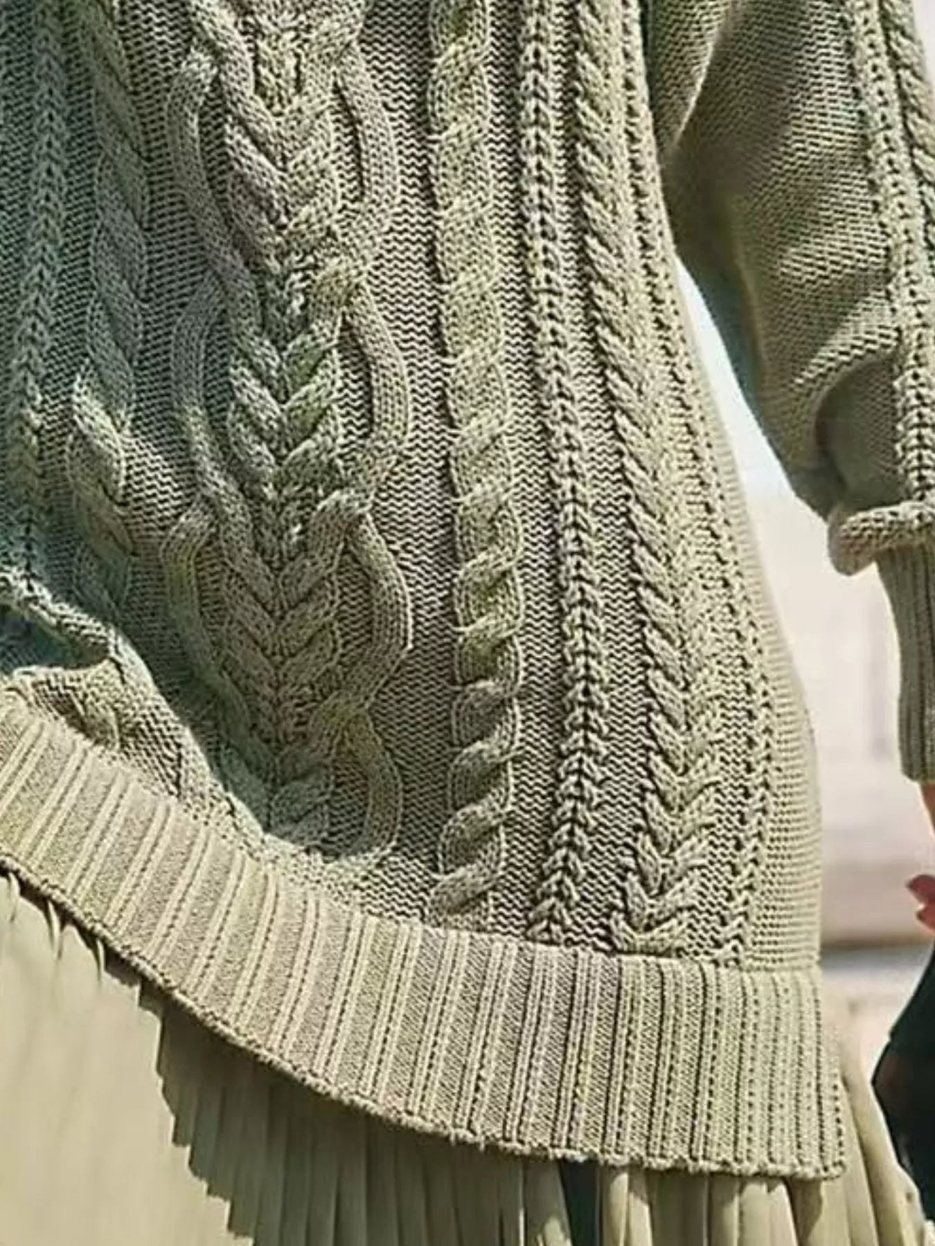 Full Size Cable-Knit Mini Sweater Dress Plus Size 