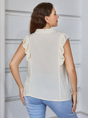 Plus Size Ruffled Cap Sleeve Shirt 