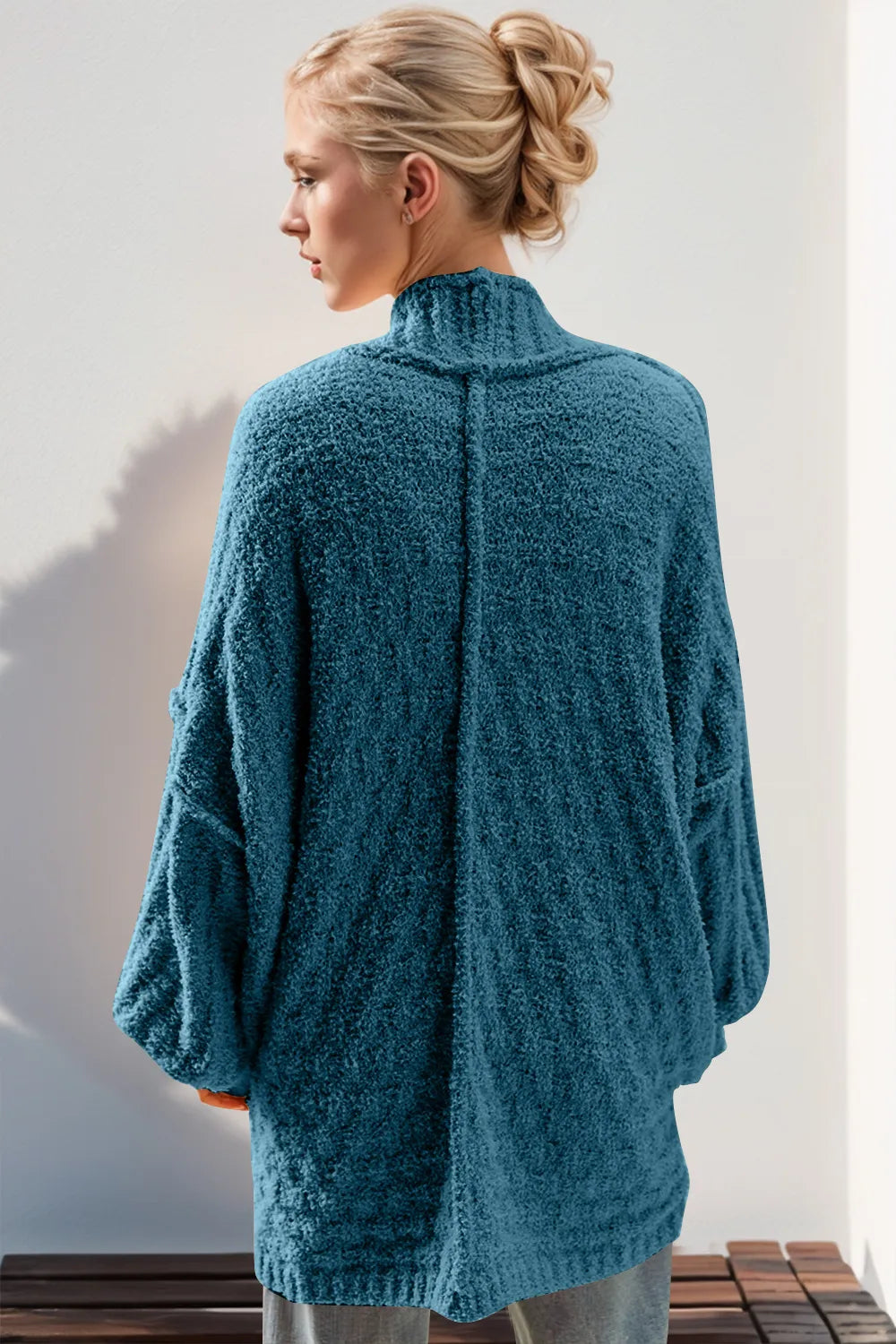 Double Take Full Size Open Front Long Sleeve Cardigan 
