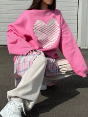 Heart Round Neck Oversized Sweater 