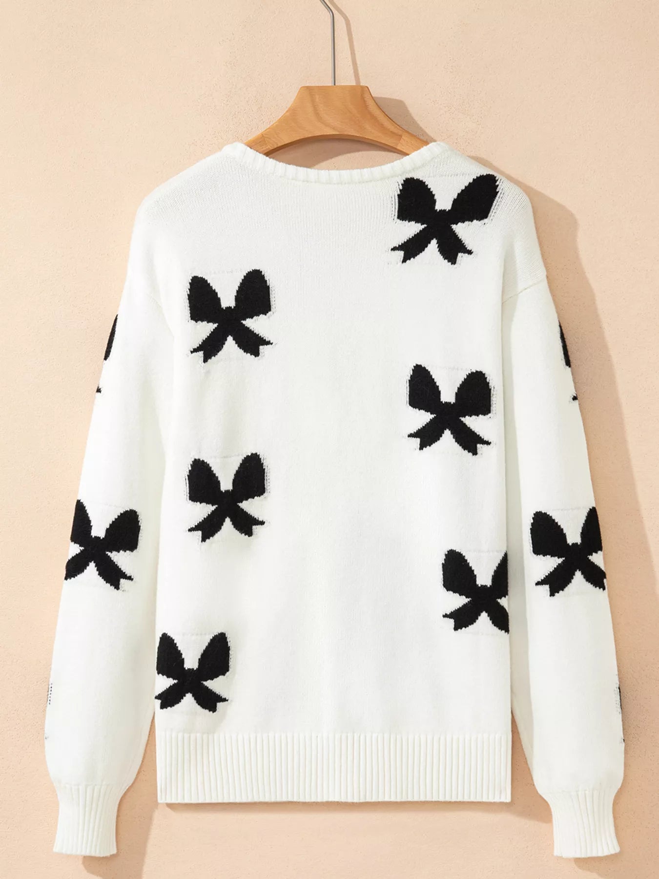 Tie Front Bow Pattern Cardigan 