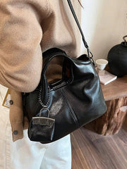 Leather Crossbody Bag with Charm 