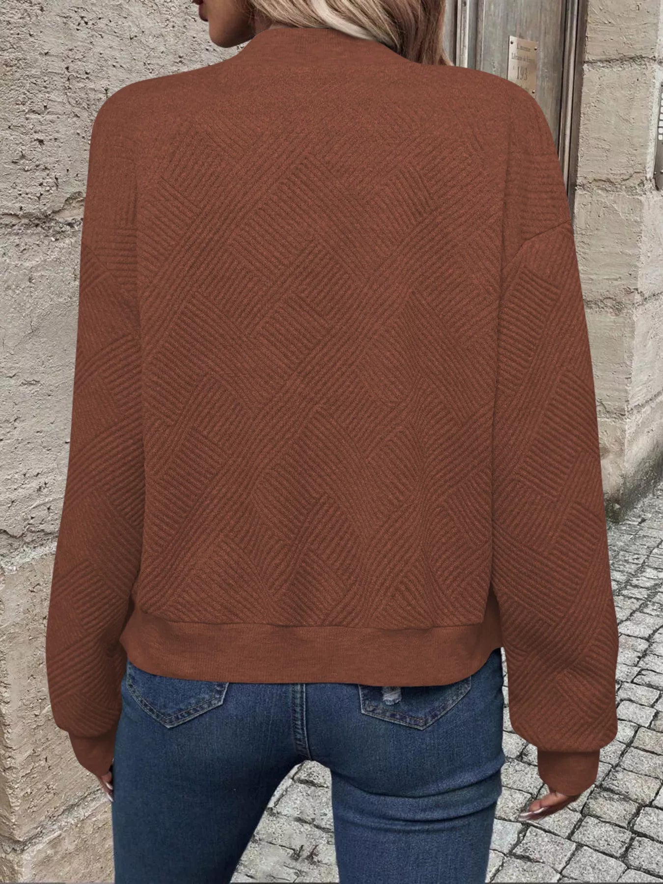Full Size Zip Up Long Sleeve Textured Jacket Plus Size 