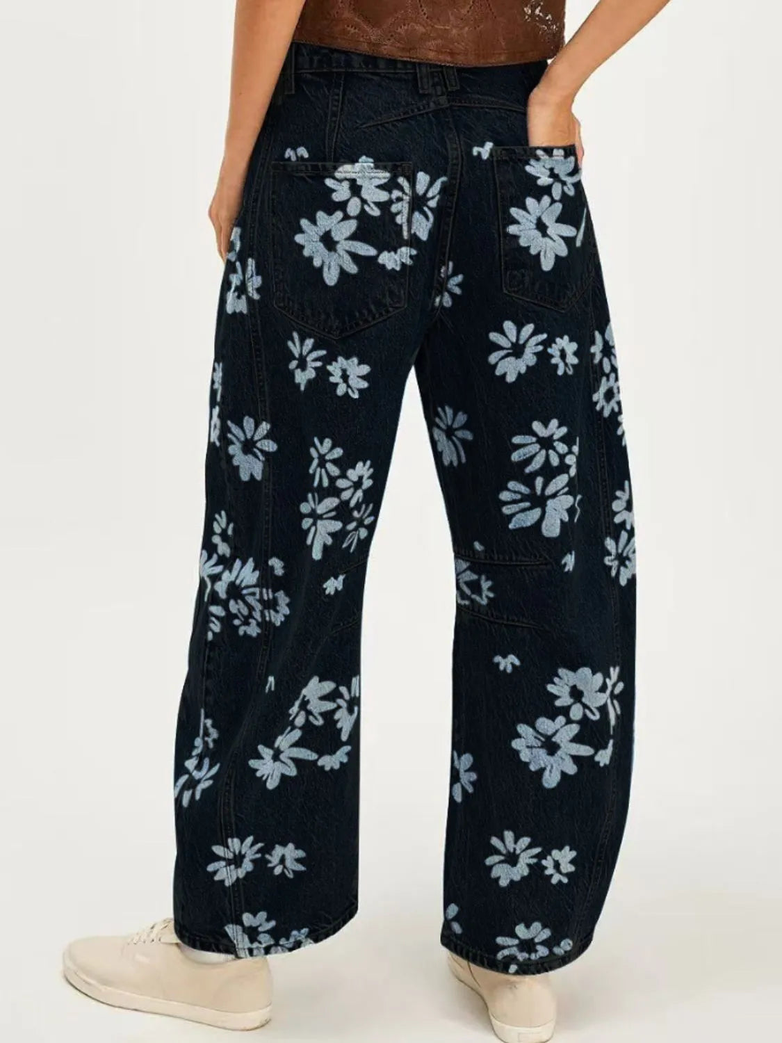 Printed Wide Leg Jeans 