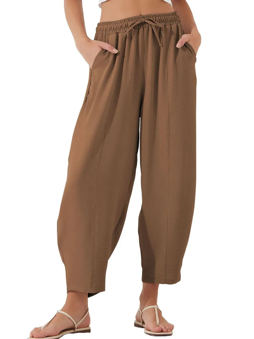 Full Size Drawstring Cropped Jogger Pants Plus Size 