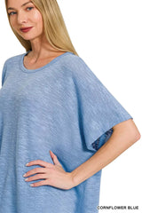 Zenana Oversized Slub Hacci Top 