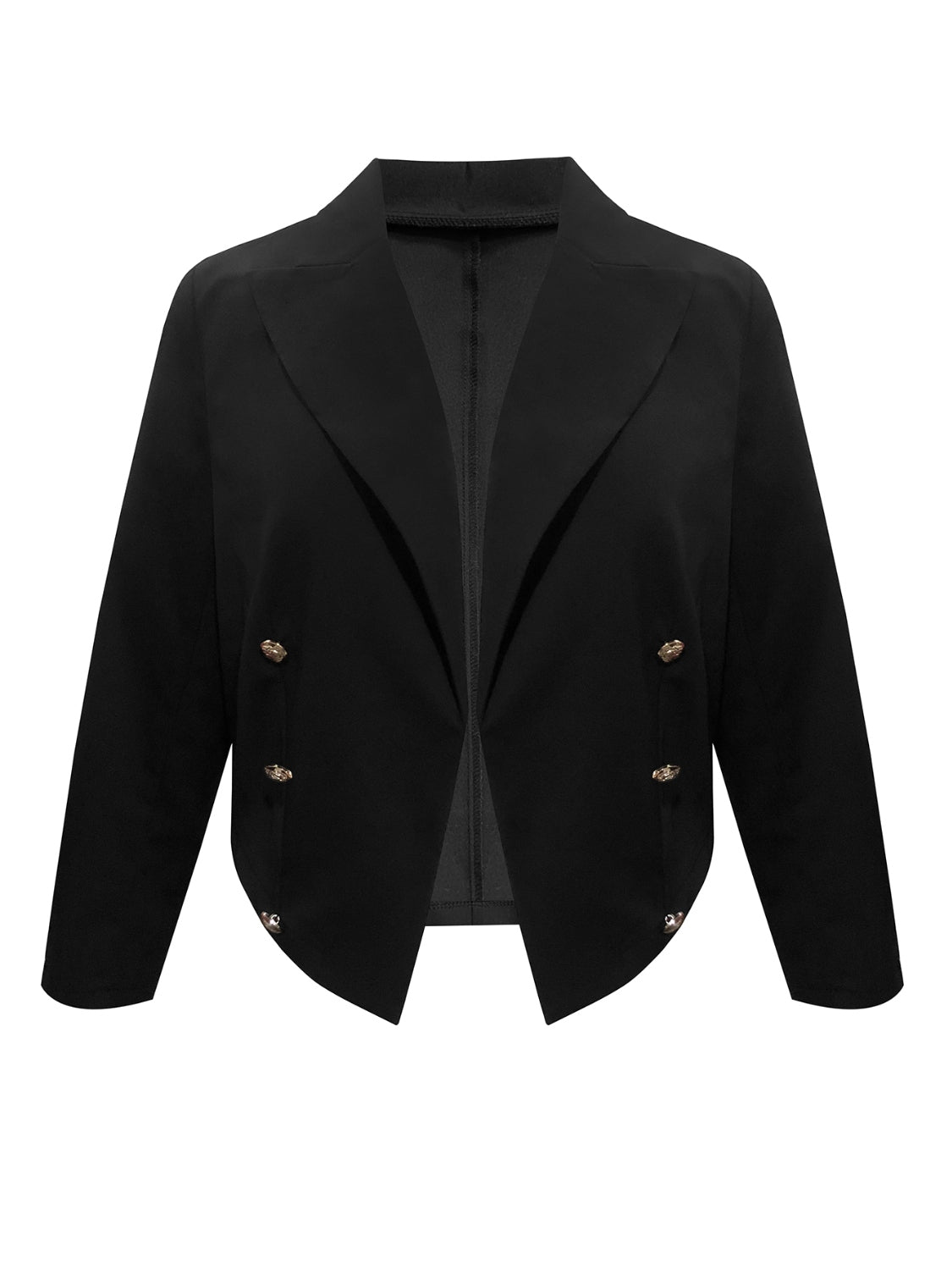 Plus Size Buttoned Lapel Collar Long Sleeve Blazer 